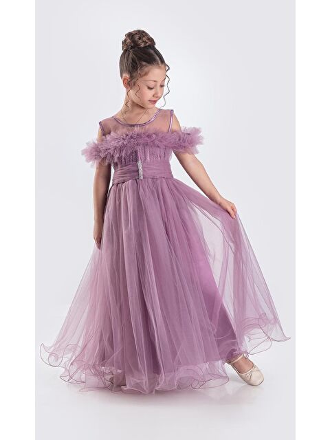 Mnk Baby & Kids Uzun Etek Kız Çocuk Robası Şifon Abiye M00723 - S000390100-20036