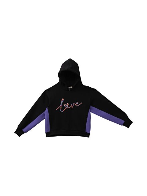 JAZZİEE Genç Kız Çocuk Nakış Detaylı Sweatshirt - Siyah - S000367309-19351