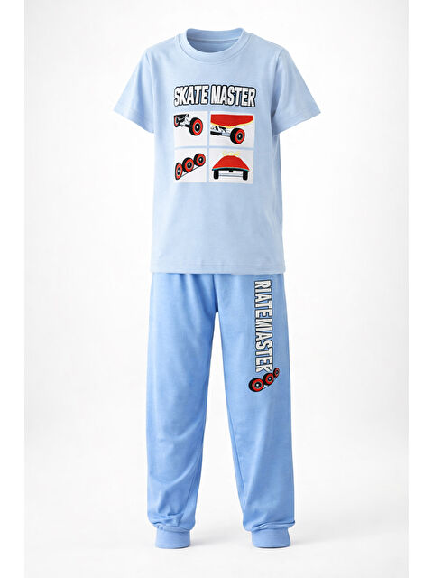 Remsa Erkek Çocuk Pamuk Penye Pijama Takımı 4270 Açık Mavi