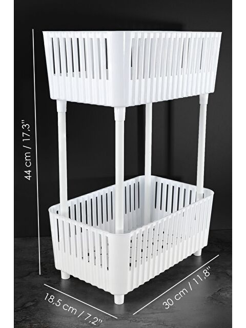 Meleni Home Tezgah Altı 2 Katlı Organizer Raf Banyo Deterjan Rafı Mutfak Evye Altı Düzenleyici Beyaz - S000385547-20063