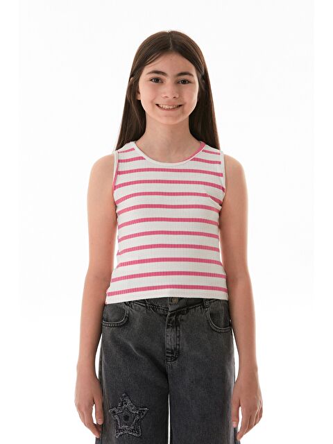 Fullamoda Çizgili Fitilli Halter Yaka Elastanlı Kız Çocuk Body - S000384677-20024