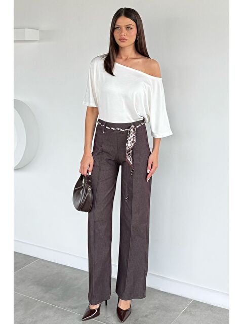 Gülseli Kadın Fular Kemerli Çimalı Pantolon