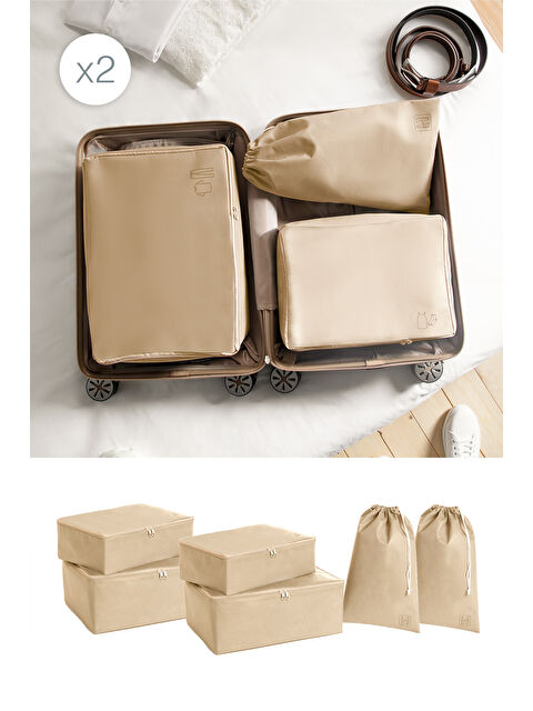 Ocean Home Textile 6'lı Bej Renk Bavul İçi Düzenleyici Set - S000406842-19928