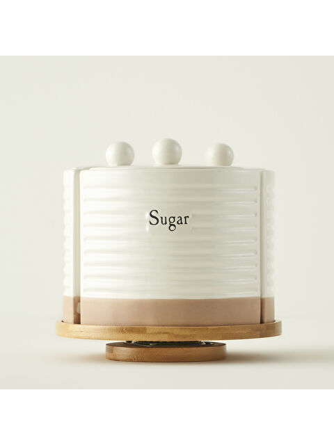 Bella Maison Enjoy Dönen Standlı Seramik Kavanoz Seti Beyaz (22x21,3 cm) - S000486534-20063