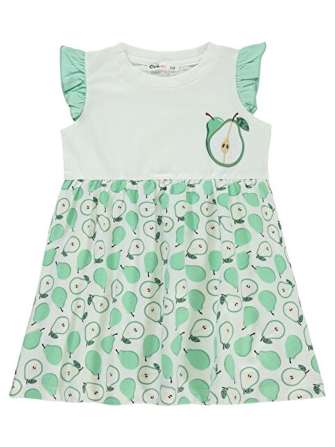 Civil Girls Meyveler Baskılı 2-5 Yaş Elbise - Yeşil 5-6 Yaş - S000392534-17259