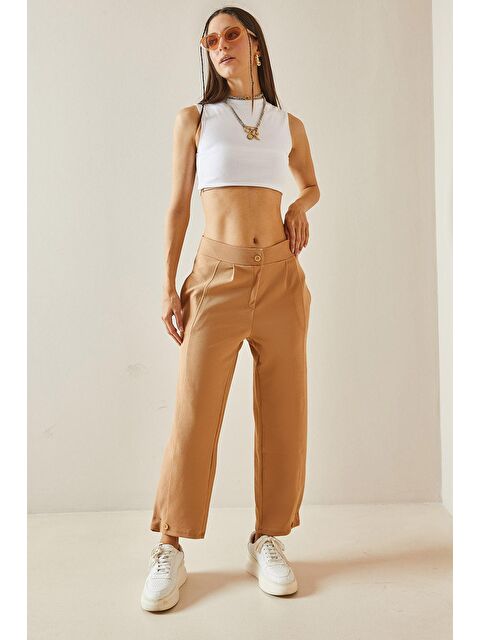 Xhan Taba Paçası Düğmeli Yüksek Bel Pantolon 5YXK5-48603-30 - S000209659-14955