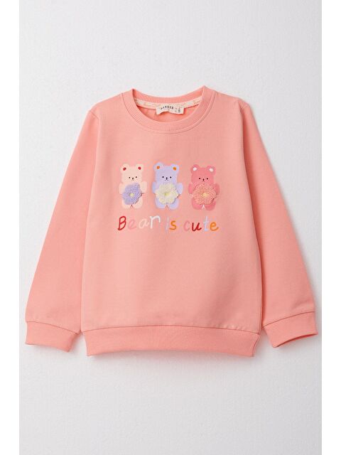 Breeze Kız Bebek  Sweatshirt Sevimli Ayıcıklar Baskılı Somon (1.5-5 Yaş) - S000279682-24085