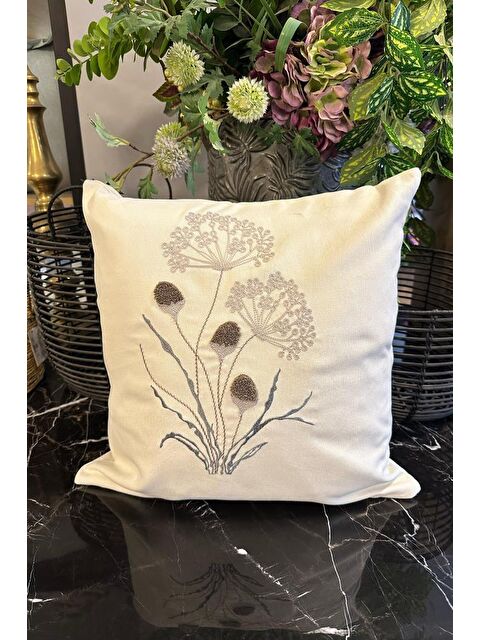 Çeyiz Diyarı Pars Lüx Nakışlı Keten Kırlent Kılıfı 45x45 cm - S000495728-23173
