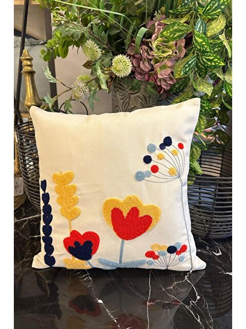 Çeyiz Diyarı Dide Lüx Nakışlı Keten Kırlent Kılıfı 45x45 cm - S000495730-23173