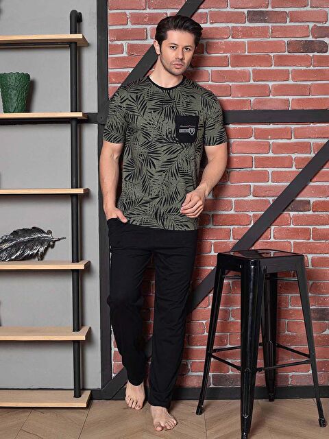 Ahengim Erkek %100 Pamuk Pijama Takımı Süprem Kısa Kollu Bisiklet Yaka Pamuklu - S000192150-18194