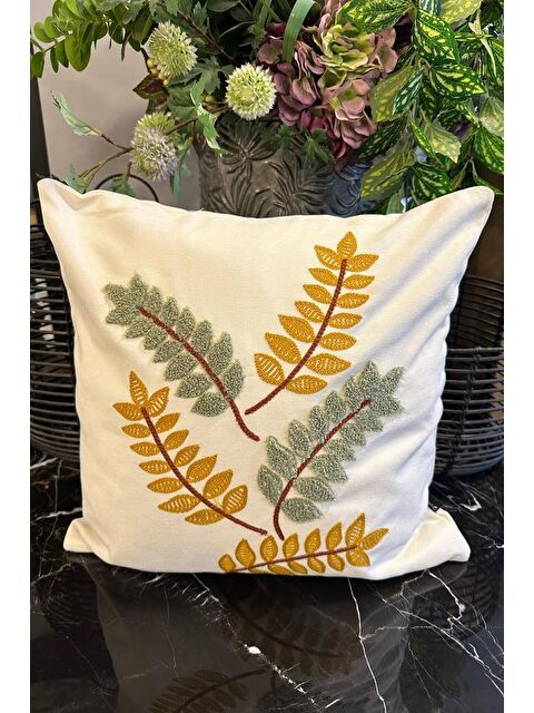 Çeyiz Diyarı Delfin Lüx Nakışlı Keten Kırlent Kılıfı 45x45 cm - S000495735-23173