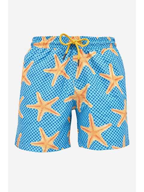 TUDORS Erkek Standart Fit Hızlı Kuruyan Desenli Mayo Deniz Şortu