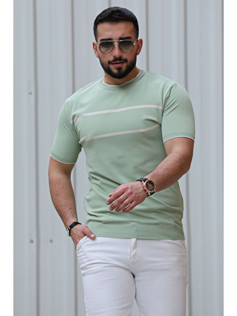 Mishar İtalia Çizgi Detaylı Bisiklet Yaka Erkek Tişört - S000302792-1180