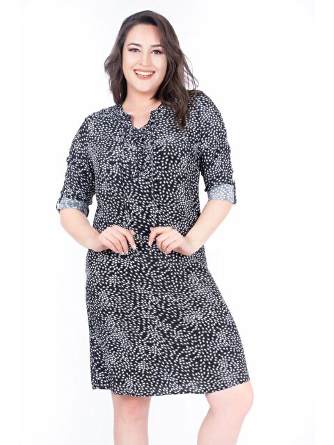 Mylinemoda Uzun Kollu Damla Desenli Maroken Elbise - S000239516-19351