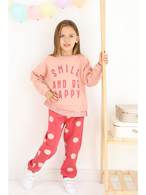 Harika Kids Kız Çocuk Smile And Happy Baskılı Kalın Eşofman Takımı - S000303449-20022