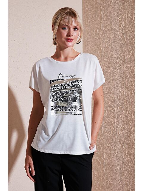 Lela Baskılı Bisiklet Yaka Regular Fit T Shirt 6671000 - S000209720-19965