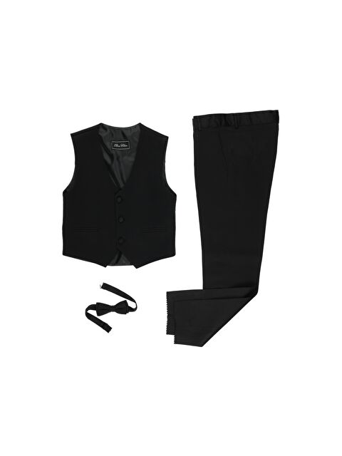 Panço Erkek Çocuk Şal Yaka Yelekli Siyah Smokin Takım - S000524589-19351