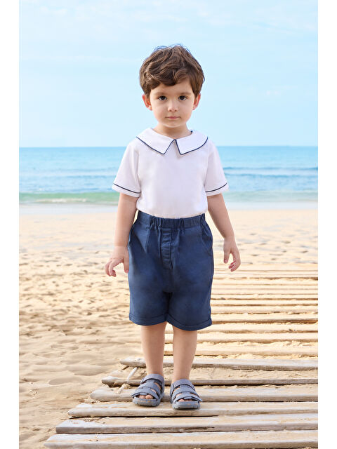 Panço Erkek Çocuk Yakalı T-Shirt Beyaz - S000447105-20063