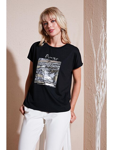 Lela Baskılı Bisiklet Yaka Regular Fit T Shirt 6671000 - S000209720-19351