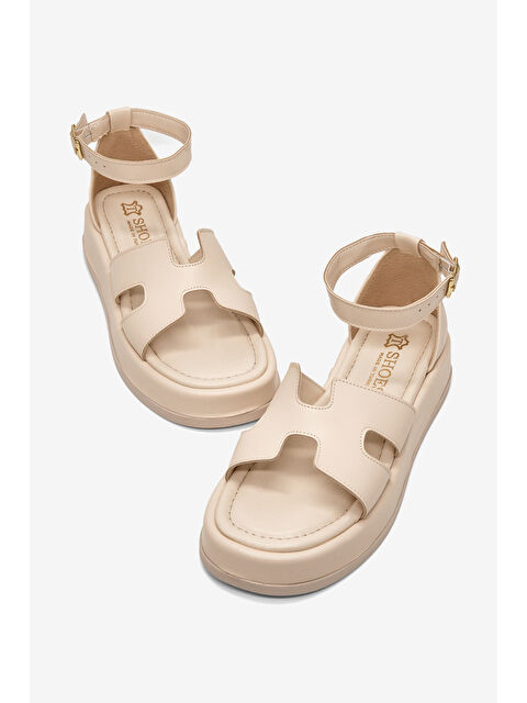 TONNY BLACK Kadın Bej Rahat Kalıp Bilekten Bağlanmalı Sandalet