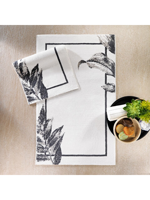 SCHAFER Home Leafy 2’li Pamuk Floş Banyo Paspası 60x100 / 40x60 Cm - Gri - S000520834-20600