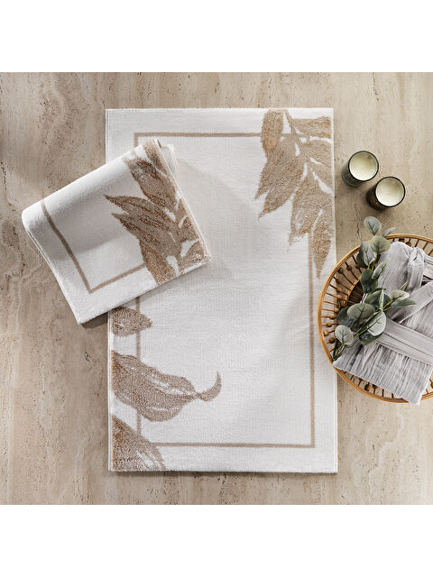 SCHAFER Home Leafy 2’li Pamuk Floş Banyo Paspası 60x100 / 40x60 Cm - Gold - S000520836-19413