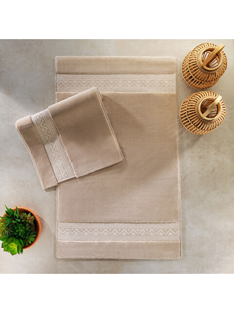 SCHAFER Home Julia 2’li Pamuk Banyo Paspası 60x100 / 40x60 Cm - Bej - S000520839-19928