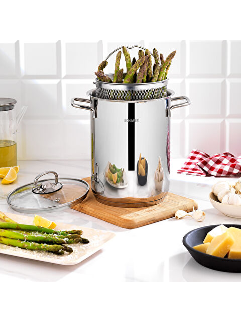 SCHAFER Gurme Kuşkonmaz ve Kızartma Tenceresi 3 Parça-Inox - S000520841-18105