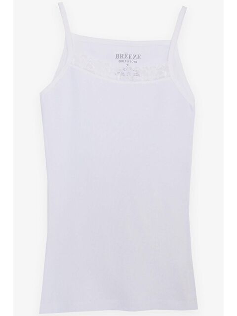 Breeze Kız Çocuk İnce Askılı Atlet Dantelli Beyaz (3-11 Yaş) - S000116338-20063