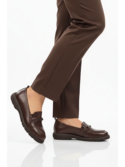 Ayakmod Kahve Hakiki Deri Kadın Casual Ayakkabı Premium 44332 Z - S000530406-19413