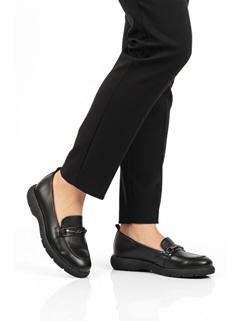Ayakmod Siyah Hakiki Deri Kadın Casual Ayakkabı Premium 44332 Z - S000530406-19351