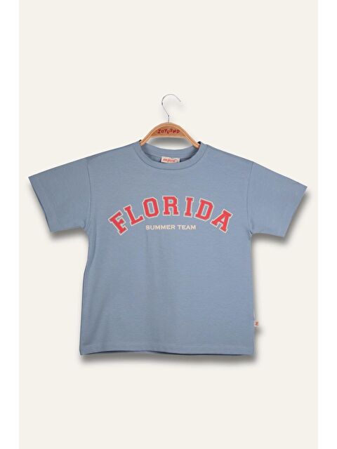 ZEYLAND Erkek Çocuk Florida Baskılı T-Shirt - Mavi - S000362966-17234