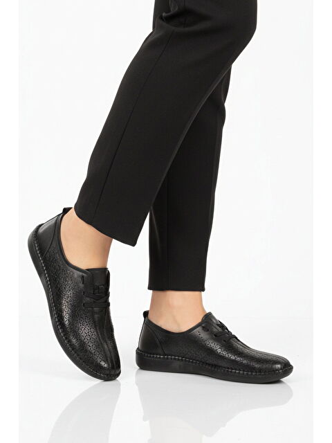 Ayakmod Siyah Hakiki Deri Anatomik Kadın Casual Ayakkabı Premium 04034 Z - S000530407-19351