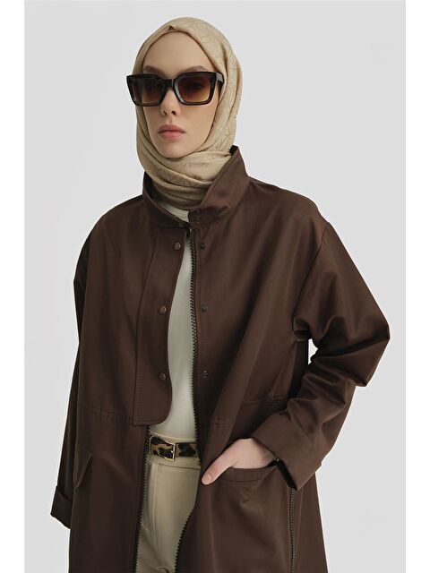 ARMİNE Yanları Ve Önü Fermuarlı Kap 25Y7809 Kahverengi - S000355083-19413