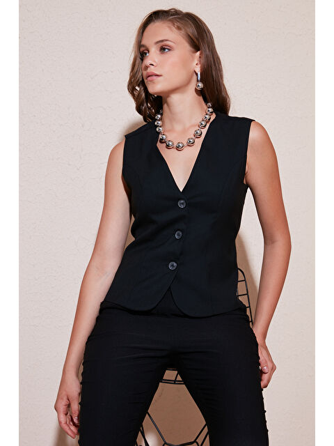 Lela Fitted-Vücuda Oturan Astarlı Klasik Dokuma Kadın Yelek 611Yl030W4 - S000251037-19351