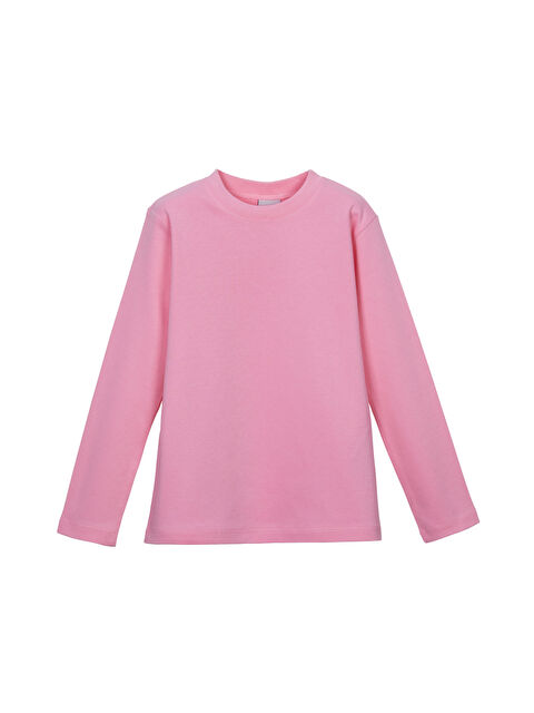 Lovetti Pembe Basic Unisex Çocuk Kışlık Sıfır Yaka Uzun Kollu Tişört - S000053941-20024