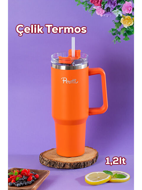 Perotti 17236-5 Colte V2 Paslanmaz Çelik Sporcu Termos Bardak Matara Turuncu 1,2 Lt - S000406860-20008