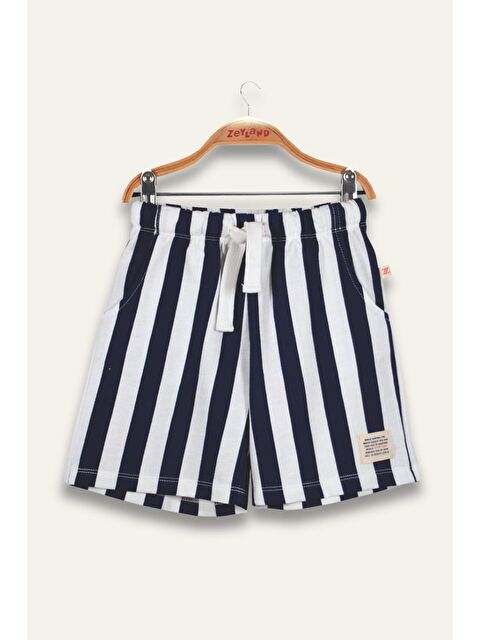 ZEYLAND Unısex Çocuk Çizgili Şort - Lacivert Çizgili - S000362989-21164