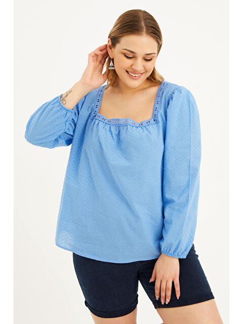 Mylinemoda Kare Yaka Nakışlı Bluz - S000239532-17234