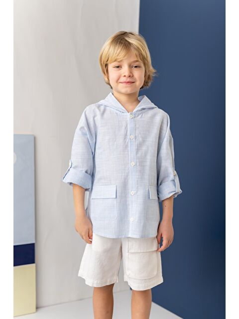 ZEYLAND Erkek Çocuk Çizgili Keten Gömlek - Mavi Çizgili - S000362990-17234