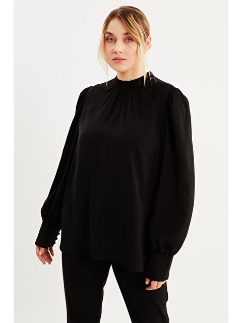 Mylinemoda Büzgü Detaylı Saten Bluz - S000239535-19351