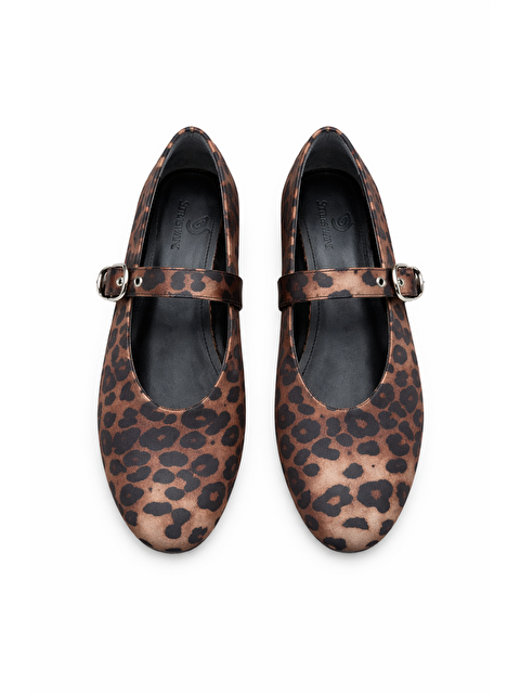 Straswans Bella  Kadın Kemer Detay  Saten Babet Leopar