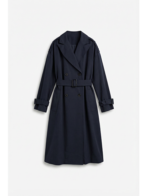 ALLDAY Lacivert-Apoletli Uzun Trençkot - S000524597-21164