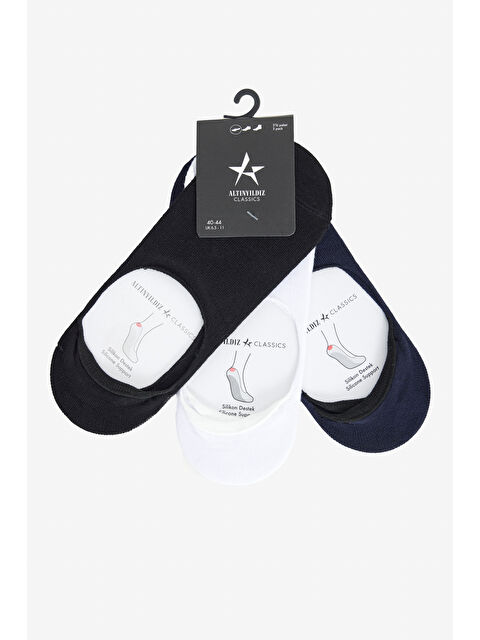 Altınyıldız Classics Erkek Siyah-Lacivert-Beyaz 3'lü Babet Çorap - S000413119-4068