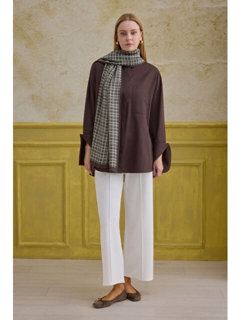 HE-QA Manşet Detaylı Gömlek Acı Kahve - S000524600-28102