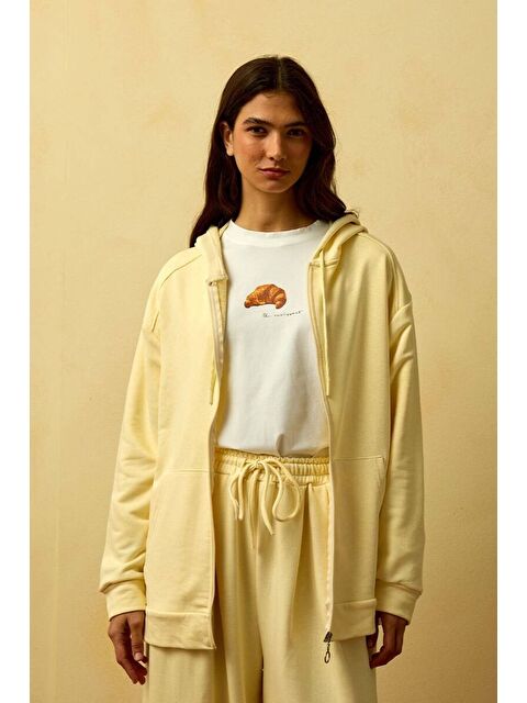 Ceylan Otantik Tereyağ Sarısı 3 İplik Basic Hırka - S000485195-20072