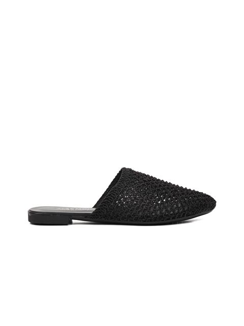 Ayakmod Siyah Örgülü Kadın Sabo Terlik 335166 - S000162920-19351