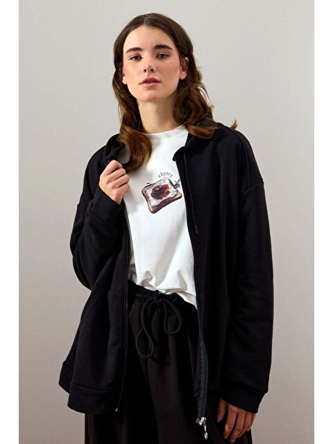 Ceylan Otantik Siyah 3 İplik Basic Hırka - S000485195-19351