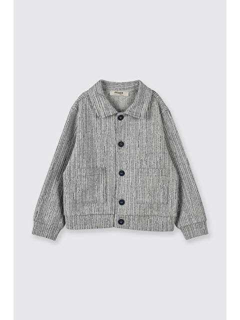 Panço Erkek Bebek Yaka Detaylı Uzun Kollu Çift Cepli Örme Mavi Ceket - S000524601-17234