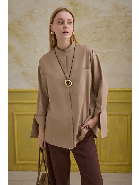 HE-QA Manşet Detaylı Gömlek Latte - S000524600-4280